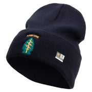 Licensed 1st Special Forces Command Embroidered 12 Inch Long Knitted Beanie - Navy OSFM