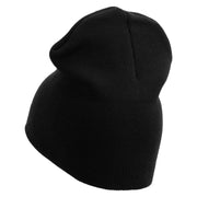 Licensed Made in USA Navy Veteran Letters Symbol Embroidered 8 Inch Solid Knit Short Beanie - Black OSFM