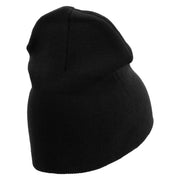 Licensed Made in USA Navy Veteran Letters Symbol Embroidered 8 Inch Solid Knit Short Beanie - Black OSFM
