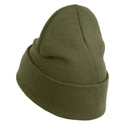 Memphis Guitars Embroidered 12 Inch Solid Knit Cuff Long Beanie Made in USA - Olive OSFM