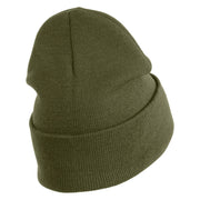 Memphis Guitars Embroidered 12 Inch Solid Knit Cuff Long Beanie Made in USA - Olive OSFM