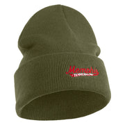 Memphis Guitars Embroidered 12 Inch Solid Knit Cuff Long Beanie Made in USA - Olive OSFM