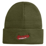 Memphis Guitars Embroidered 12 Inch Solid Knit Cuff Long Beanie Made in USA - Olive OSFM