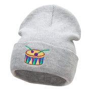 Mardi Gras Drum Embroidered Long Knitted Beanie