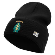 Licensed 1st Special Forces Command Embroidered 12 Inch Long Knitted Beanie - Black OSFM