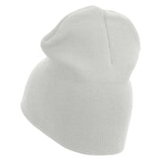 Licensed Made in USA Navy Veteran Letters Symbol Embroidered 8 Inch Solid Knit Short Beanie - White OSFM