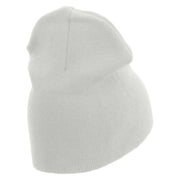 Licensed Made in USA Navy Veteran Letters Symbol Embroidered 8 Inch Solid Knit Short Beanie - White OSFM
