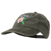 Hawaii Flower Aloha Embroidered Washed Cap