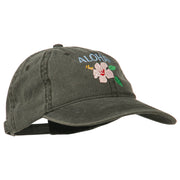 Hawaii Flower Aloha Embroidered Washed Cap