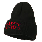 Happy New Year Embroidered Long Beanie