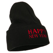 Happy New Year Embroidered Long Beanie