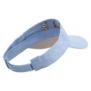 Tripple ladybug Embroidered Cotton Sports Visors - Baby-Blue OSFM