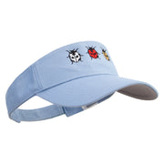 Tripple ladybug Embroidered Cotton Sports Visors - Baby-Blue OSFM