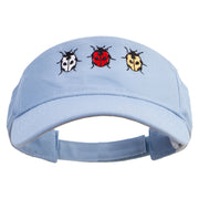 Tripple ladybug Embroidered Cotton Sports Visors - Baby-Blue OSFM