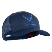 US Air Force Wing Veteran Embroidered Solid Cotton Mesh Cap - Navy OSFM