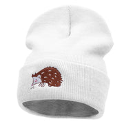 Hedgehog Embroidered 12 Inch Long Knitted Beanie