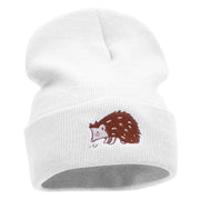 Hedgehog Embroidered 12 Inch Long Knitted Beanie