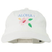 Hawaii Flower Aloha Embroidered Washed Cap