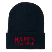 Happy New Year Embroidered Long Beanie