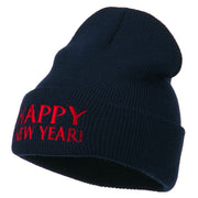 Happy New Year Embroidered Long Beanie