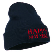 Happy New Year Embroidered Long Beanie