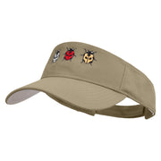 Tripple ladybug Embroidered Cotton Sports Visors - Khaki OSFM