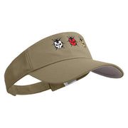 Tripple ladybug Embroidered Cotton Sports Visors - Khaki OSFM