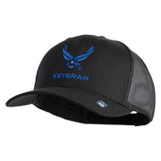 US Air Force Wing Veteran Embroidered Solid Cotton Mesh Cap - Black OSFM