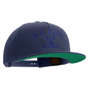Licensed Eagle Navy Veteran Embroidered 5 Panel Flat Bill Twill Snapback Solid Cap - Navy OSFM