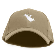 Bull Riding Embroidered Low Profile Washed Flex Cap - Khaki OSFM