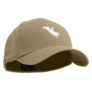 Bull Riding Embroidered Low Profile Washed Flex Cap - Khaki OSFM