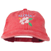 Hawaii Flower Aloha Embroidered Washed Cap