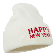 Happy New Year Embroidered Long Beanie