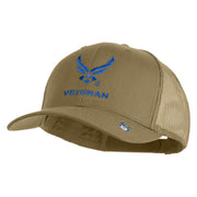 US Air Force Wing Veteran Embroidered Solid Cotton Mesh Cap - Khaki OSFM