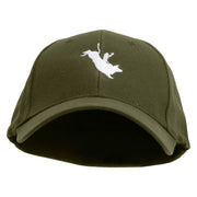 Bull Riding Embroidered Low Profile Washed Flex Cap - Dk-Olive OSFM