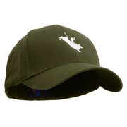 Bull Riding Embroidered Low Profile Washed Flex Cap - Dk-Olive OSFM