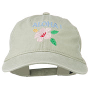 Hawaii Flower Aloha Embroidered Washed Cap