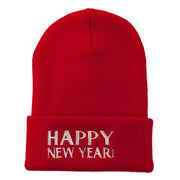 Happy New Year Embroidered Long Beanie