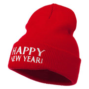 Happy New Year Embroidered Long Beanie