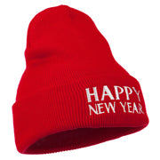 Happy New Year Embroidered Long Beanie