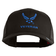 US Air Force Wing Veteran Embroidered Solid Cotton Mesh Cap - Charcoal OSFM