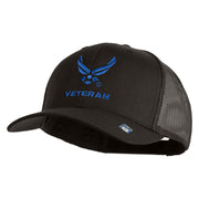US Air Force Wing Veteran Embroidered Solid Cotton Mesh Cap - Charcoal OSFM