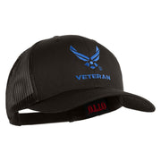 US Air Force Wing Veteran Embroidered Solid Cotton Mesh Cap - Charcoal OSFM