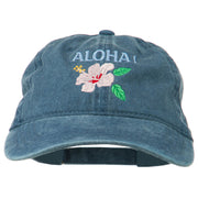 Hawaii Flower Aloha Embroidered Washed Cap