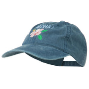 Hawaii Flower Aloha Embroidered Washed Cap