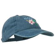 Hawaii Flower Aloha Embroidered Washed Cap