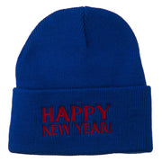 Happy New Year Embroidered Long Beanie