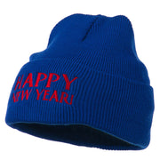 Happy New Year Embroidered Long Beanie