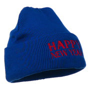 Happy New Year Embroidered Long Beanie