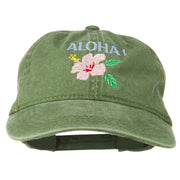 Hawaii Flower Aloha Embroidered Washed Cap